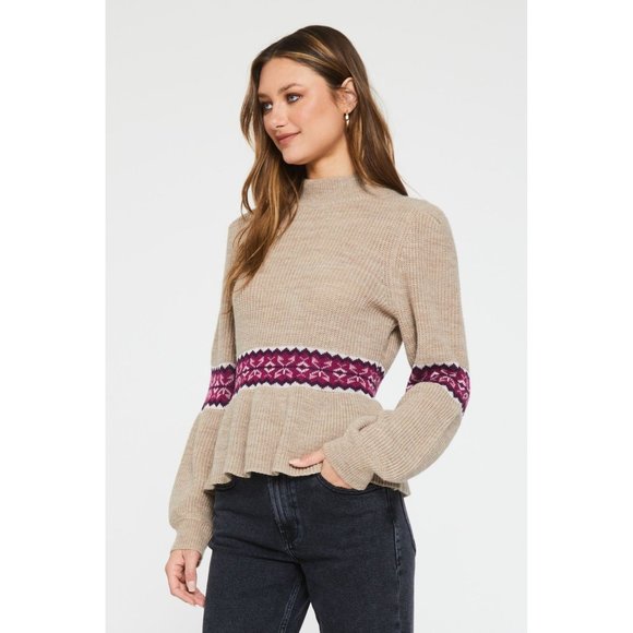 Dear John Denim Felicia Peplum‎ Long Sleeve Sweater Fall Fawn - Size XL - Picture 9 of 9